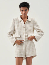 Plaid Print Flap Detail Jacket & Shorts